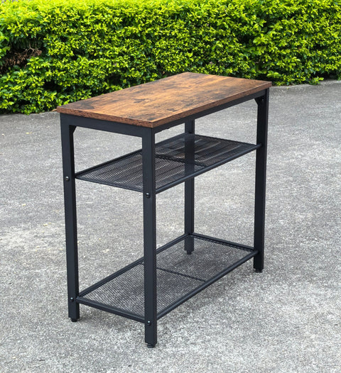 New 3 - Tier End Table with Wood Top and Steel Mesh Shelves TLET2505 - with | Sold by Uncle Wiener's Wholesale
