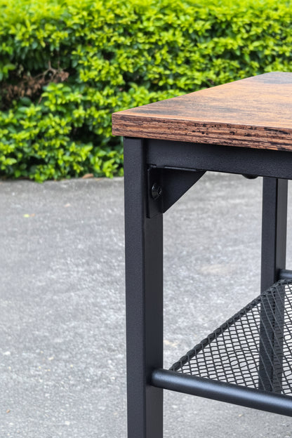 New 3 - Tier End Table with Wood Top and Steel Mesh Shelves TLET2505 - with | Sold by Uncle Wiener's Wholesale