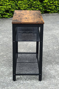 New 3 - Tier End Table with Wood Top and Steel Mesh Shelves TLET2505 - with | Sold by Uncle Wiener's Wholesale