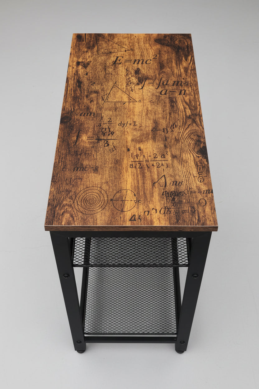 New 3 - Tier End Table with Wood Top and Steel Mesh Shelves TLET2505 - with | Sold by Uncle Wiener's Wholesale