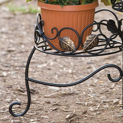 New 3-Tier Folding Plant Stand with Scroll & Ivy Design – Decorative Metal Indoor/Outdoor Shelf XY2018