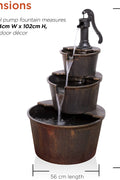 NEW 3 Tier Garden Barrel Fountain GT3023 – Rustic Outdoor Water Feature - with | Sold by Uncle Wiener's Wholesale