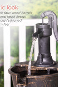 NEW 3 Tier Garden Barrel Fountain GT3023 – Rustic Outdoor Water Feature - with | Sold by Uncle Wiener's Wholesale