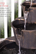NEW 3 Tier Garden Barrel Fountain GT3023 – Rustic Outdoor Water Feature - with | Sold by Uncle Wiener's Wholesale