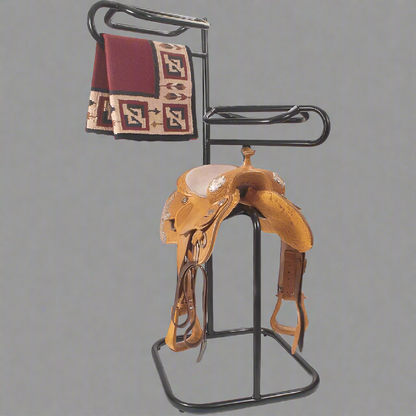 3-Tier Saddle Rack with Saddles – Full Setup

Portable Swivel Saddle Stand – Empty View

Horse Saddle Organizer Rack – Side Angle

Tack Room Saddle Rack – Installed