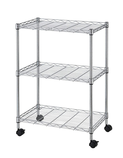 New 3 - Tier Wire Shelving Rack with Casters – Rolling Storage Organizer Shelf WS883 - with | Sold by Uncle Wiener's Wholesale