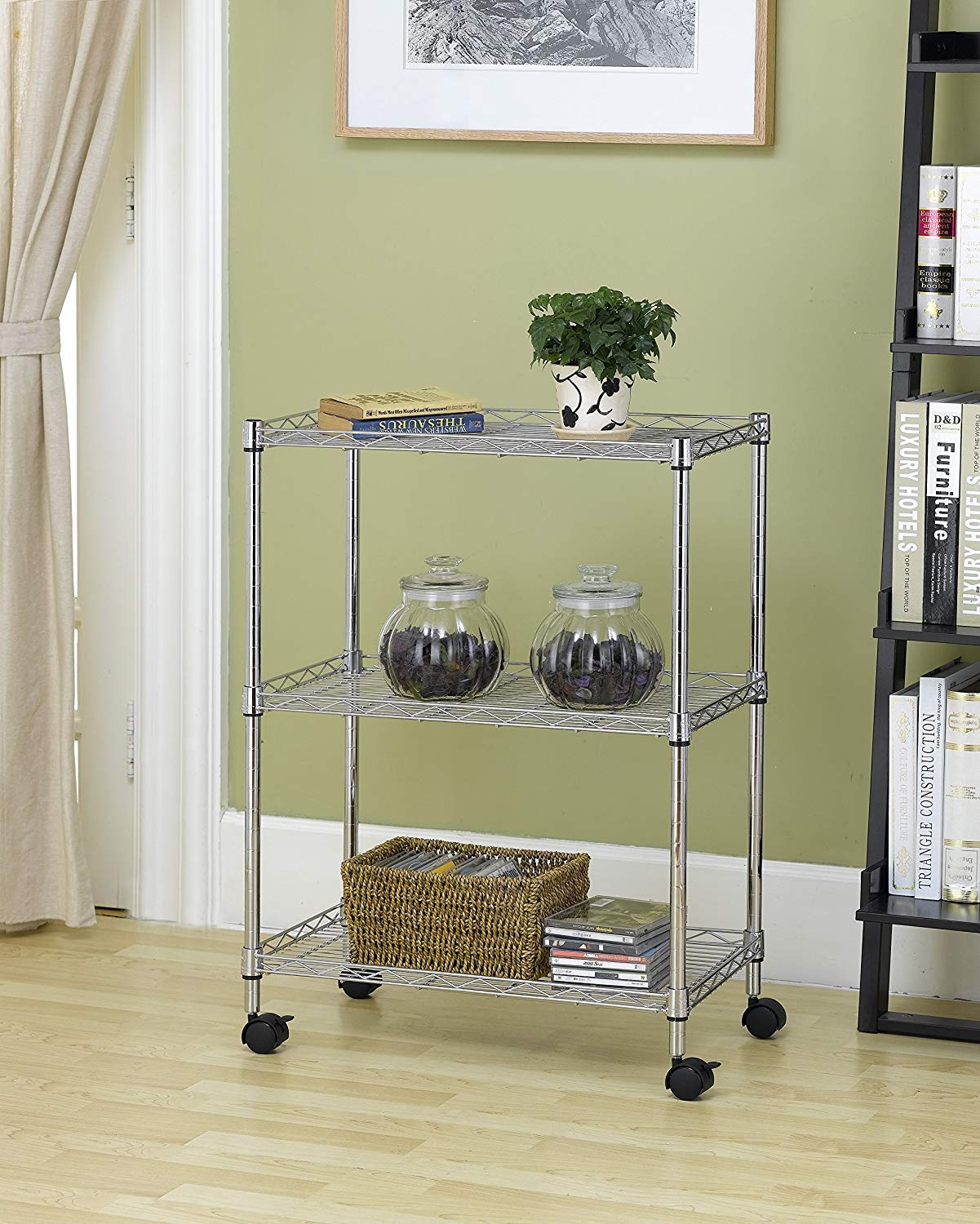 New 3 - Tier Wire Shelving Rack with Casters – Rolling Storage Organizer Shelf WS883 - with | Sold by Uncle Wiener's Wholesale