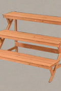 3-Tier Wooden Step Ladder Plant Stand – Brown Fir Wood Display Rack for Indoor and Outdoor Use