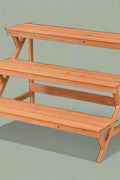 3-Tier Wooden Step Ladder Plant Stand – Brown Fir Wood Display Rack for Indoor and Outdoor Use
