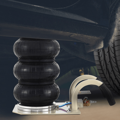 3-Ton Triple Air Bag Jack – Full Unit with Handle and Hose
Triple Rubber Air Bags – Heavy-Duty Pneumatic Lift Design
Pneumatic Jack Components – Close-Up of Air Bags and Frame
Side View of Fast-Lift 3-Ton Air Jack in Beige and Black
Triple Bag Air Jack – Handle and Wheel Detail for Easy Mobility