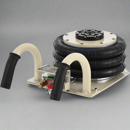 3-Ton Triple Air Bag Jack – Full Unit with Handle and Hose
Triple Rubber Air Bags – Heavy-Duty Pneumatic Lift Design
Pneumatic Jack Components – Close-Up of Air Bags and Frame
Side View of Fast-Lift 3-Ton Air Jack in Beige and Black
Triple Bag Air Jack – Handle and Wheel Detail for Easy Mobility