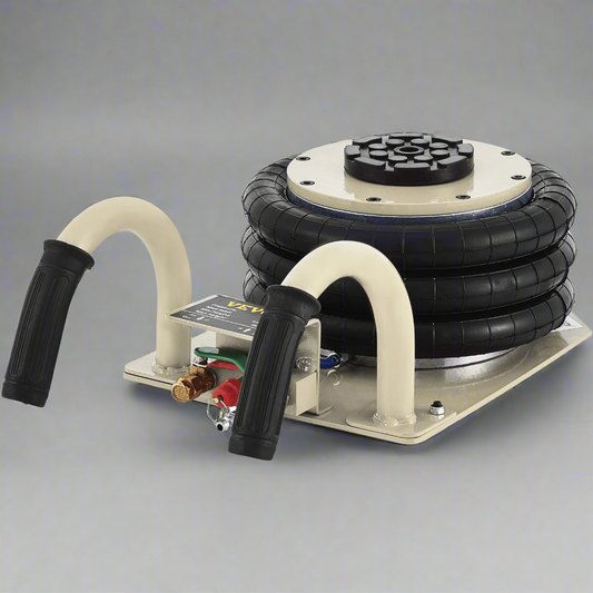 3-Ton Triple Air Bag Jack – Full Unit with Handle and Hose
Triple Rubber Air Bags – Heavy-Duty Pneumatic Lift Design
Pneumatic Jack Components – Close-Up of Air Bags and Frame
Side View of Fast-Lift 3-Ton Air Jack in Beige and Black
Triple Bag Air Jack – Handle and Wheel Detail for Easy Mobility