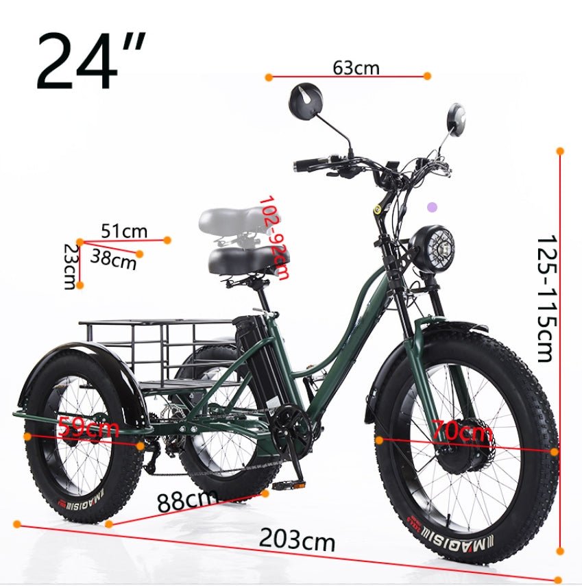 New 3 - Wheel Fat Tire Electric Trike 750W Motor, Heavy - Duty 3 - Wheel E - Bike – 250512T - with | Sold by Uncle Wiener's Wholesale