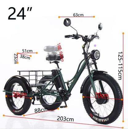 New 3 - Wheel Fat Tire Electric Trike 750W Motor, Heavy - Duty 3 - Wheel E - Bike – 250512T - with | Sold by Uncle Wiener's Wholesale