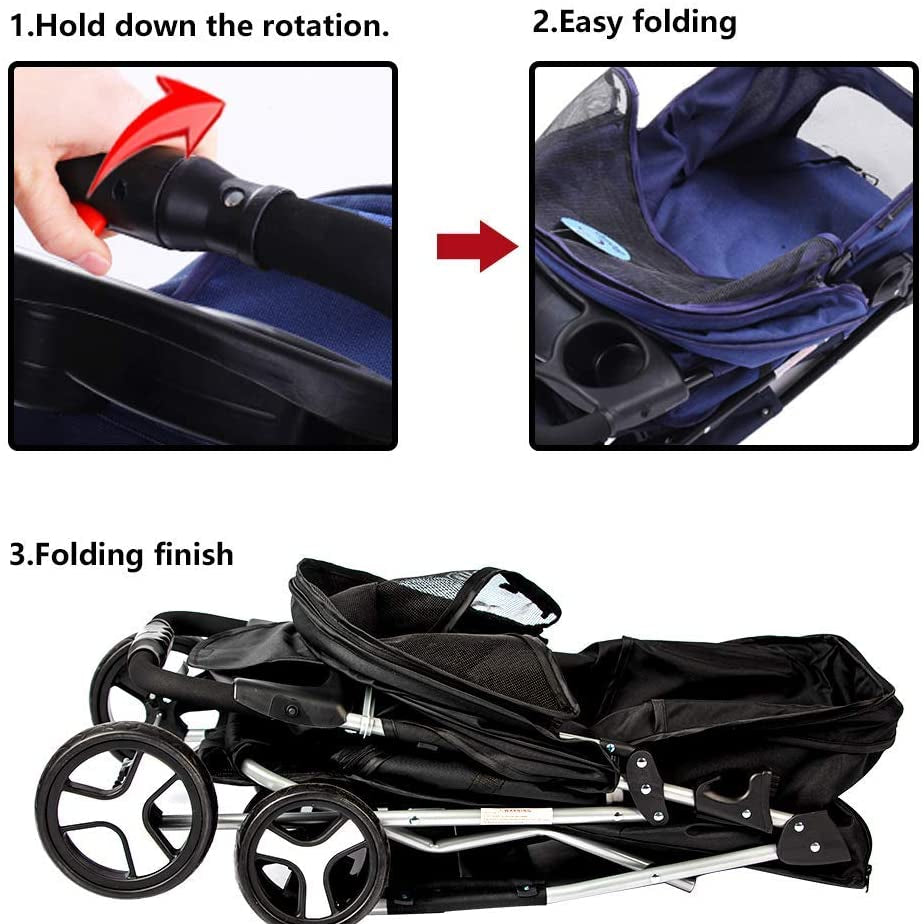 hauck dog stroller 3-Wheel Foldable Pet Stroller for Dogs & Cats – Lightweight Portable D – Uncle Wiener's Wholesale