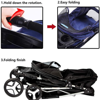 umbrella dog stroller 3-Wheel Foldable Pet Stroller for Dogs & Cats – Lightweight Portable D – Uncle Wiener's Wholesale