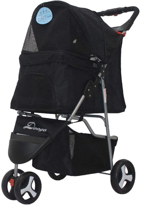 New 3 - Wheel Foldable Pet Stroller ��� Lightweight & Portable Dog and Cat Carrier - with Black | Sold by Uncle Wiener's Who