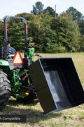 Hydraulic Dump Box, 3-Point Hitch Dump Box, Tractor Dump Box Attachment, 30 Cubic Foot Tractor Box, Category 1 Dump Attachment, Quick Hitch Dump Box, Hydraulic Tipping Box, Tractor Hauling Attachment, SKU 6275041D, Dirt and Debris Dump Box