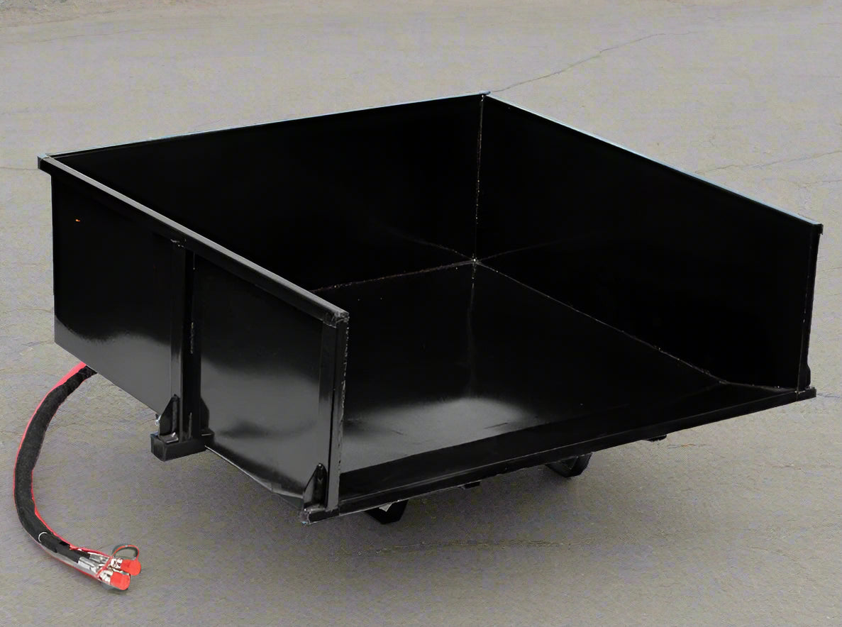 Hydraulic Dump Box, 3-Point Hitch Dump Box, Tractor Dump Box Attachment, 30 Cubic Foot Tractor Box, Category 1 Dump Attachment, Quick Hitch Dump Box, Hydraulic Tipping Box, Tractor Hauling Attachment, SKU 6275041D, Dirt and Debris Dump Box
