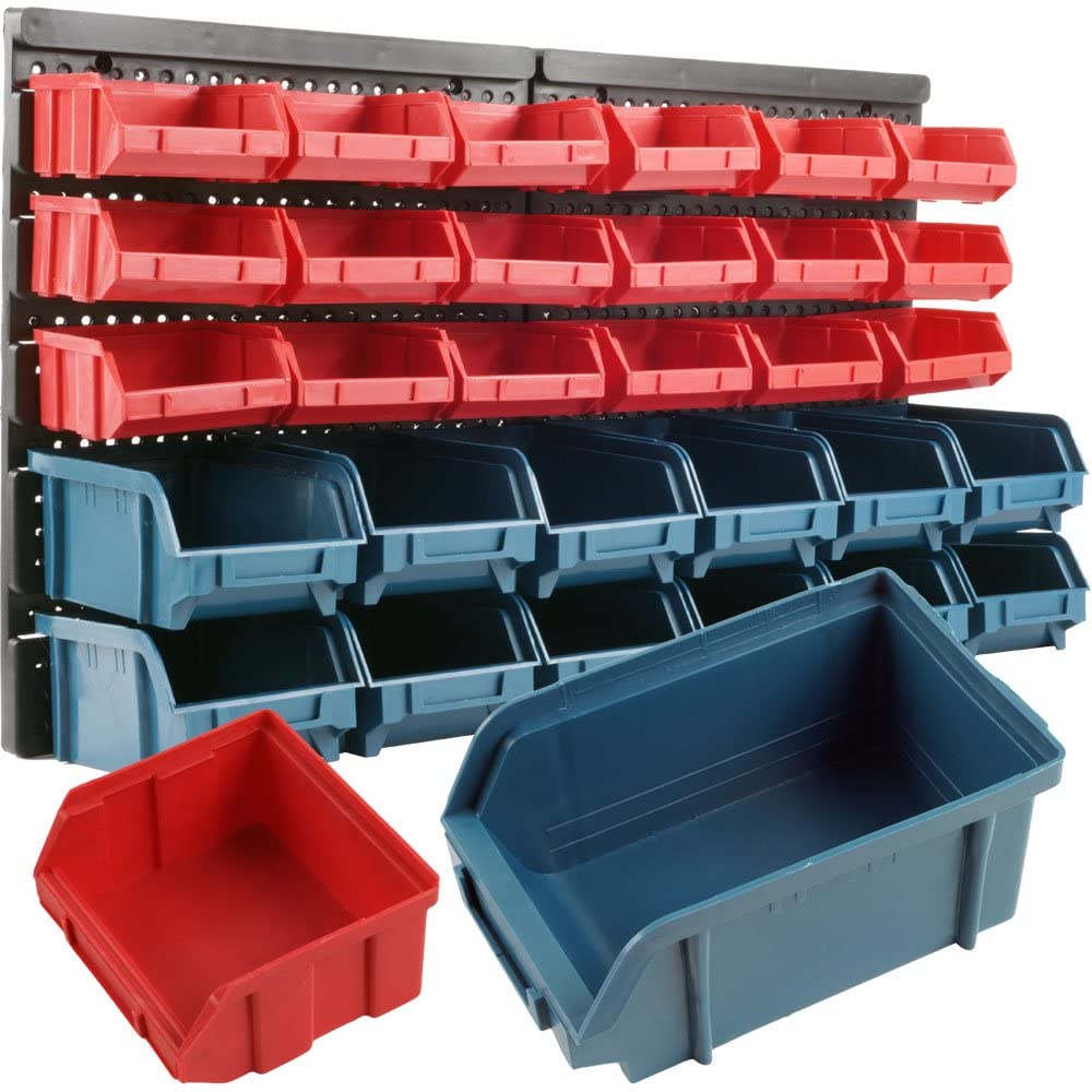 NEW 30 Pcs Wall Mounted Storage Bins & Backboard WT20761 - Durable Pla ...