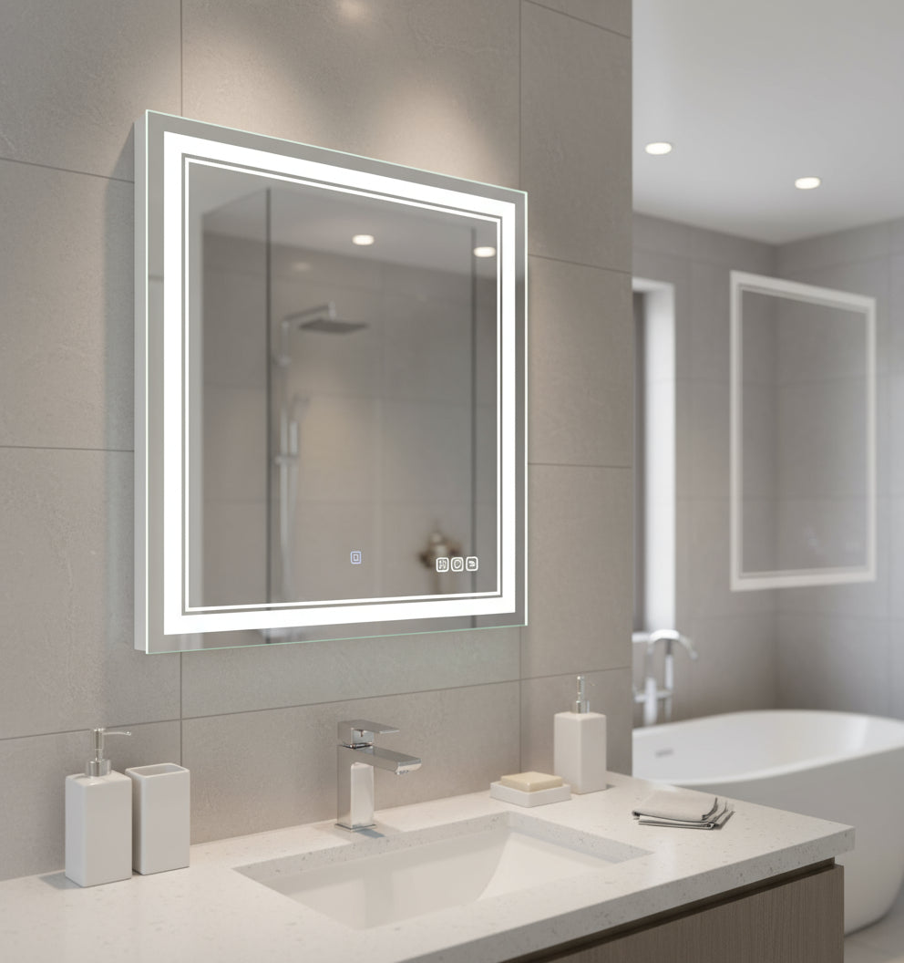 New 30 x 36 Inch LED Lighted Vanity Mirror with Anti - Fog – Wall - Mounted Bathroom Makeup Mirror 115203 - with | Sold by Uncle Wiener's Wholesale