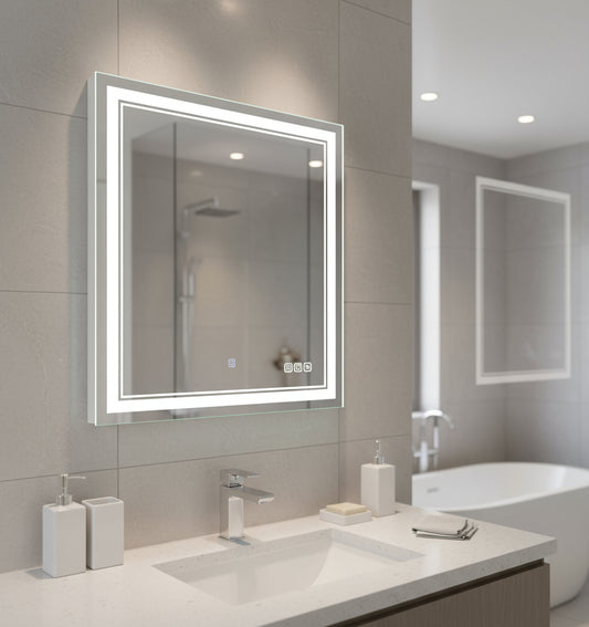 New 30 x 36 Inch LED Lighted Vanity Mirror with Anti - Fog – Wall - Mounted Bathroom Makeup Mirror 115203 - with | Sold by Uncle Wiener's Wholesale