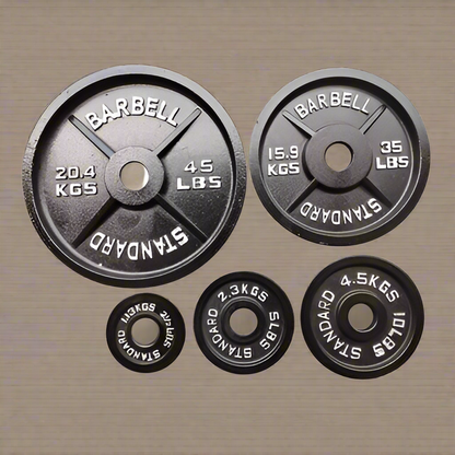 300 LB Olympic barbell weight set with black tri-grip plates

complete Olympic bar and plate set for home gym use

Olympic weight bar with 2 inch sleeves and textured grip

stacked black Olympic plates with 45 lb, 35 lb, and 25 lb weights

300 lb strength training barbell set with spring collars