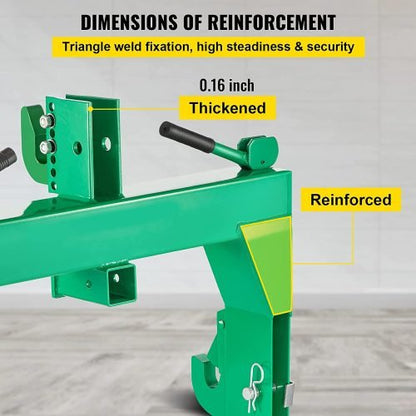 3-point green quick hitch for Category 1 & 2 tractors – heavy-duty steel
Spring-loaded quick hitch with pin hooks and lift arms
Tractor quick hitch in use with implement attached
Quick hitch attachment showing latch and hook configuration