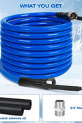 Blue 30FT heated water hose with thermostat and plug for RV use
Antifreeze hose for outdoor water supply in winter - model WH3045
Drinking water-safe heated hose coiled with electrical connection