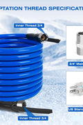 Blue 30FT heated water hose with thermostat and plug for RV use
Antifreeze hose for outdoor water supply in winter - model WH3045
Drinking water-safe heated hose coiled with electrical connection