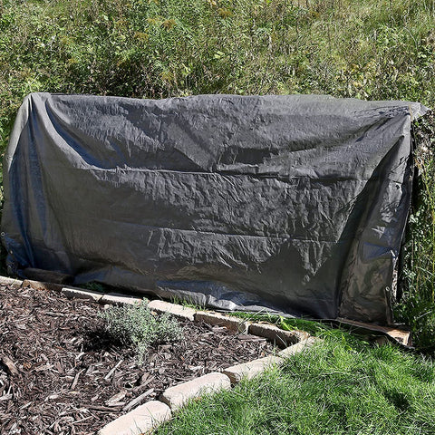 Heavy Duty 10 Mil Silver Tarp folded – Model TA30505
30x50 ft waterproof silver tarp in use as outdoor cover