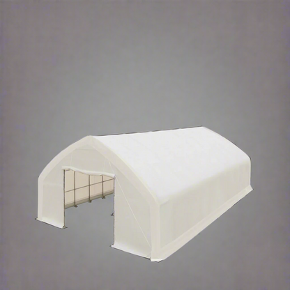 Close-up of galvanized metal frame structure of industrial storage building