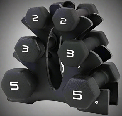 “Neoprene Dumbbell Set with Rack – 3, 5, 8 LB Weights”

“Black Neoprene Dumbbells for Home Use”

“Compact Dumbbell Rack Set – 32 LB Total”

“Home Strength Training Dumbbell Set”