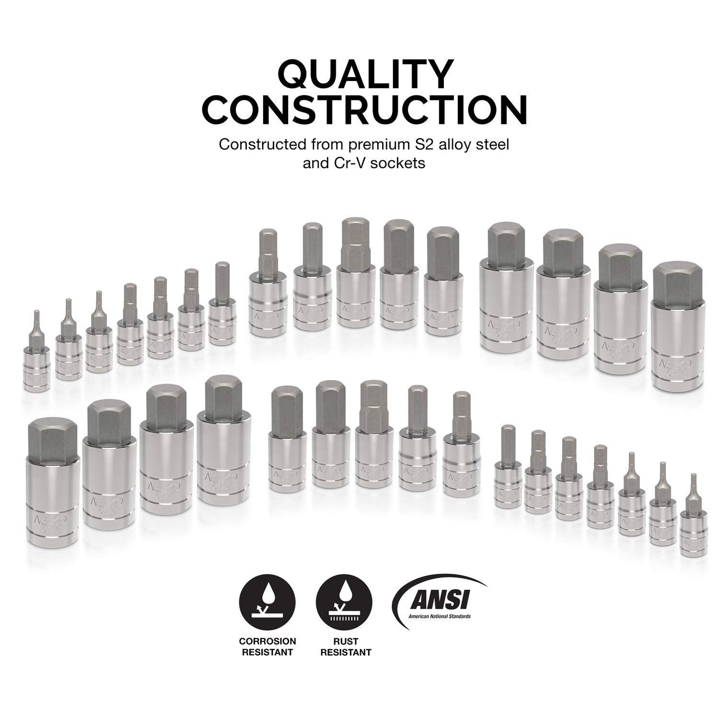 New 32 - Piece Master Hex Bit Socket Set – SAE & Metric | Durable S2 Steel Bits for Hand & Power Tools S1039 - with | Sold by Uncle Wiener's Wholesale
