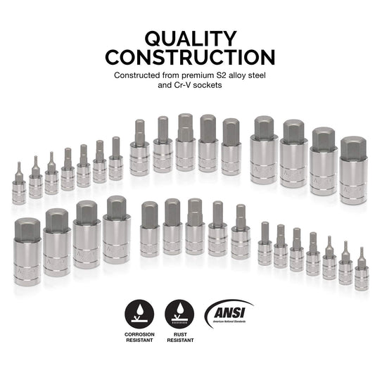New 32 - Piece Master Hex Bit Socket Set – SAE & Metric | Durable S2 Steel Bits for Hand & Power Tools S1039 - with | Sold by Uncle Wiener's Wholesale