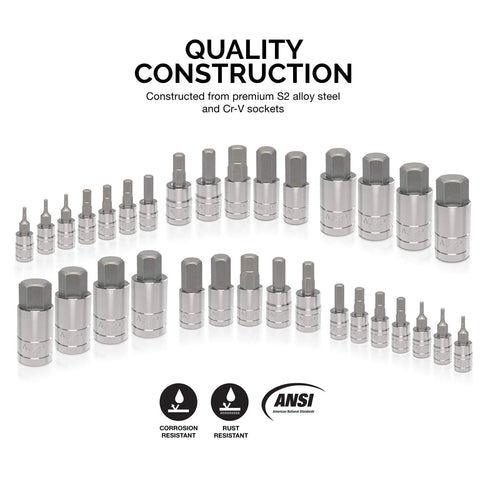 New 32 - Piece Master Hex Bit Socket Set – SAE & Metric | Durable S2 Steel Bits for Hand & Power Tools S1039 - with | Sold by Uncle Wiener's Wholesale