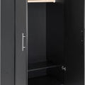 Black 32-inch wardrobe storage cabinet in bedroom
Open wardrobe with hanging rail and top shelf
Modern black wardrobe with brushed handles
32" storage cabinet in office corner
Full-height view of black laminate wardrobe
Side angle of freestanding modern wardrobe