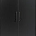Black 32-inch wardrobe storage cabinet in bedroom
Open wardrobe with hanging rail and top shelf
Modern black wardrobe with brushed handles
32" storage cabinet in office corner
Full-height view of black laminate wardrobe
Side angle of freestanding modern wardrobe