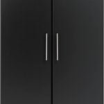 Black 32-inch wardrobe storage cabinet in bedroom
Open wardrobe with hanging rail and top shelf
Modern black wardrobe with brushed handles
32" storage cabinet in office corner
Full-height view of black laminate wardrobe
Side angle of freestanding modern wardrobe