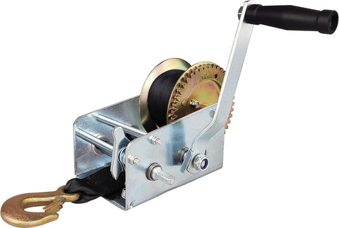 New 3200 lbs Hand Winch with 33 ft Strap – Heavy Duty Zinc - Plated, Dual Gear Ratio 4:1/8:1, for Trucks & Trailers - with | Sold by Uncle Wiener's Wholesale