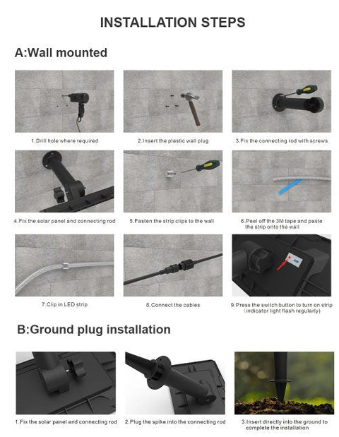 “Solar-powered RGB LED strip lights for outdoor garden or patio”

“65.6 ft solar light strip with warm white LEDs”

“Outdoor waterproof LED rope lights with solar panel”

“Multicolor solar LED strip lights for backyard lighting”