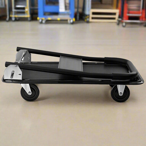 330 lbs Foldable Push Cart Dolly – Heavy-Duty Platform Hand Truck with Swivel Wheels