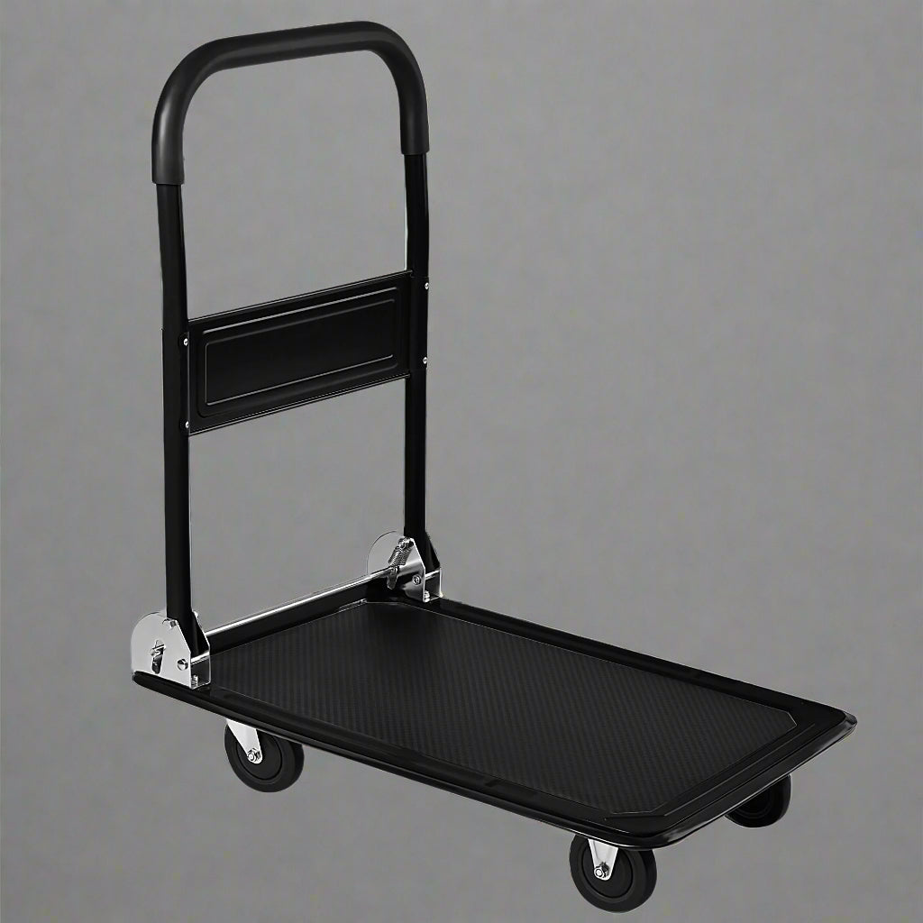 330 lbs Foldable Push Cart Dolly – Heavy-Duty Platform Hand Truck with Swivel Wheels