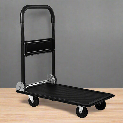 330 lbs Foldable Push Cart Dolly – Heavy-Duty Platform Hand Truck with Swivel Wheels