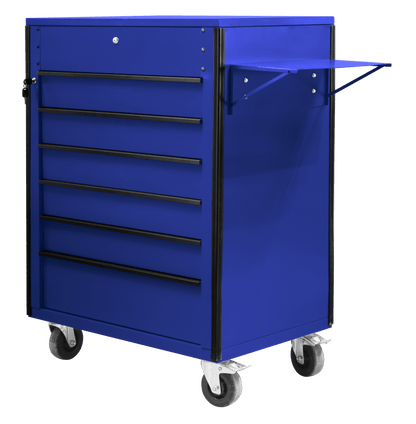 New 34" 6 - Drawer Rolling Tool Bench & Service Cart – Heavy - Duty Steel, Power Strip, Locking Drawers - with Dark Blue TB3420DB | Sold by Uncle Wiener's Wholesale