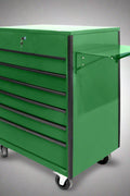 34 inch rolling tool bench with 6 drawers in red steel
Heavy-duty tool cart with drawers and locking system
Mobile service tool cabinet with caster wheels
Tool chest with built-in power strip and top tray
Garage tool storage bench in multiple color options