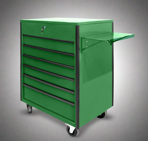 34 inch rolling tool bench with 6 drawers in red steel
Heavy-duty tool cart with drawers and locking system
Mobile service tool cabinet with caster wheels
Tool chest with built-in power strip and top tray
Garage tool storage bench in multiple color options