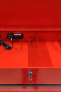 34 inch rolling tool bench with 6 drawers in red steel
Heavy-duty tool cart with drawers and locking system
Mobile service tool cabinet with caster wheels
Tool chest with built-in power strip and top tray
Garage tool storage bench in multiple color options