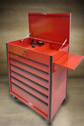 34 inch rolling tool bench with 6 drawers in red steel
Heavy-duty tool cart with drawers and locking system
Mobile service tool cabinet with caster wheels
Tool chest with built-in power strip and top tray
Garage tool storage bench in multiple color options