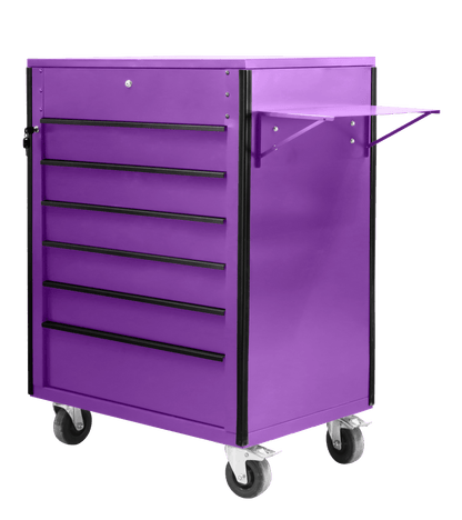 New 34" 6 - Drawer Rolling Tool Bench & Service Cart – Heavy - Duty Steel, Power Strip, Locking Drawers - with Purple TB3420P | Sold by Uncle Wiener's Wholesale